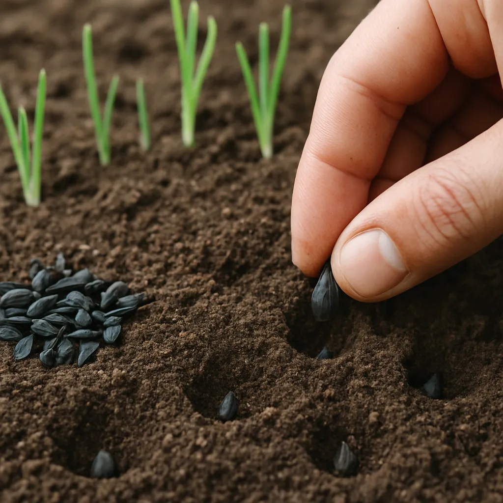 Siew cebuli dymki z nasion